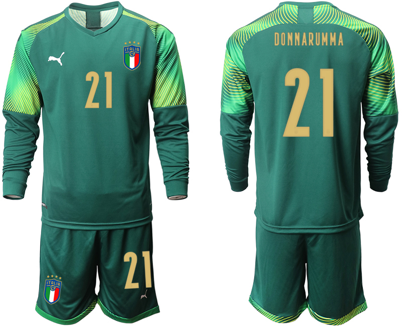 Cheap Men 2021 European Cup Italy Dark green long sleeve goalkeeper 21 soccer jerseys